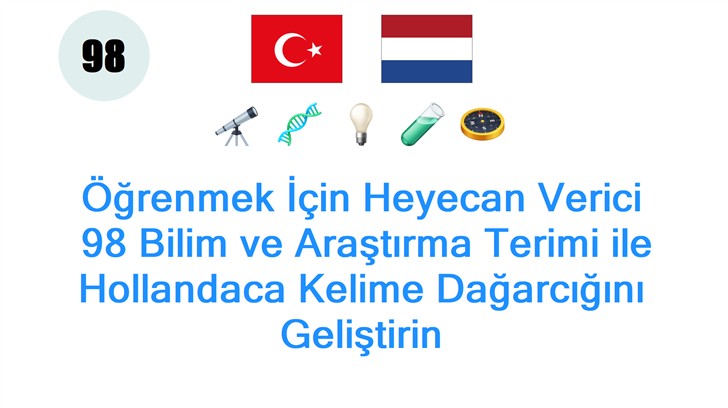 Öğrenmek İçin Heyecan Verici: 98 Bilim ve Araştırma Terimi ile Hollandaca Kelime Dağarcığını Geliştirin